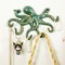 Cast Iron Key Holder for Wall, Decorative Octopus Hanger with 6 Hooks, Vintage Green Wall Hooks for Towel, Bathrobe, Necklaces, Purse, Dog Leashes, Bathroom Nautical Decor